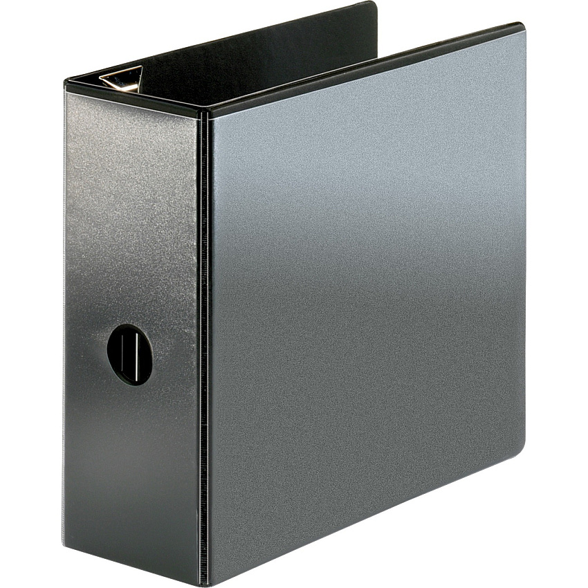 Business Source Locking D-Ring View Binder 5" Binder Capacity - Letter - 8 1/2" x 11" Sheet Size - 925 Sheet Capacity - Fastener: D-Ring - Polypropylene, Chipboard - Black - Recycled - Locking Ring, Clear Overlay, Non-glare, Acid-free, Exposed  (BSN26966)