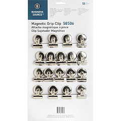 Business Source Magnetic Grip Clips Pack No. 1 - 1.3" Width - for Paper - Magnetic, Heavy Duty - Silver - 18 / Box (BSN58506) Business Source Magnetic Grip Clips Pack No. 1 - 1.3" Width - for Paper - Magnetic, Heavy Duty - Silver - 18 / Box (BSN58506)