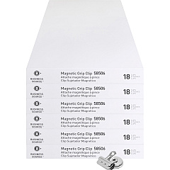 Business Source Magnetic Grip Clips Pack No. 1 - 1.3" Width - for Paper - Magnetic, Heavy Duty - Silver - 18/Box - 6 / Bundle (BSN58506BD) Business Source Magnetic Grip Clips Pack No. 1 - 1.3" Width - for Paper - Magnetic, Heavy Duty - Silver - 18/Box - 6 / Bundle (BSN58506BD)