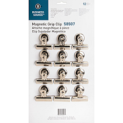 Business Source Magnetic Grip Clips Pack No. 2 - 2.3" Width - for Paper - Magnetic, Heavy Duty - Silver - 12 / Box (BSN58507) Business Source Magnetic Grip Clips Pack No. 2 - 2.3" Width - for Paper - Magnetic, Heavy Duty - Silver - 12 / Box (BSN58507)