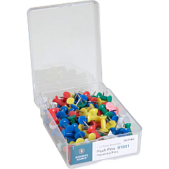 Business Source 1/2" Head Push Pins 0.50" Head - Assorted - 100 / Box (BSN81001)