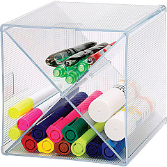 Business Source X-Cube Storage Organizer 4 Compartment(s) - 6" Height x 6" Width x 6" Depth - Desktop - Adjustable Divider - Clear - 1 Each (BSN82979) Business Source X-Cube Storage Organizer 4 Compartment(s) - 6" Height x 6" Width x 6" Depth - Desktop - Adjustable Divider - Clear - 1 Each (BSN82979)