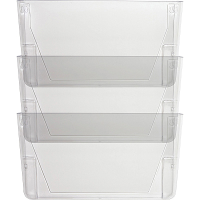 Lorell Wall File Pockets 14.75" Height x 13.13" Width x 4.25" Depth - Clear - 3 / Pack (LLR60001)