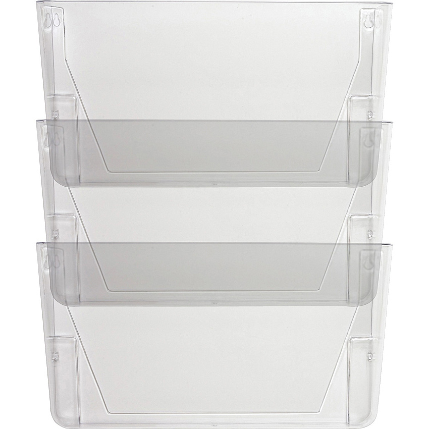 Lorell Wall File Pockets 14.75" Height x 13.13" Width x 4.25" Depth - Clear - 3 / Pack (LLR60001)