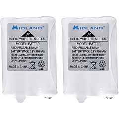 Midland Rechargeable Battery Pack For Radio - Battery Rechargeable - 700 mAh - 3.6 V DC - 1 Pair (AVP14) Midland Rechargeable Battery Pack For Radio - Battery Rechargeable - 700 mAh - 3.6 V DC - 1 Pair (AVP14)