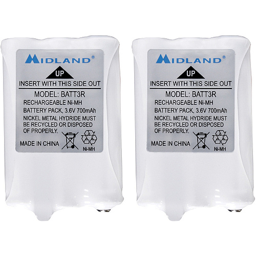 Midland Rechargeable Battery Pack For Radio - Battery Rechargeable - 700 mAh - 3.6 V DC - 1 Pair (AVP14)