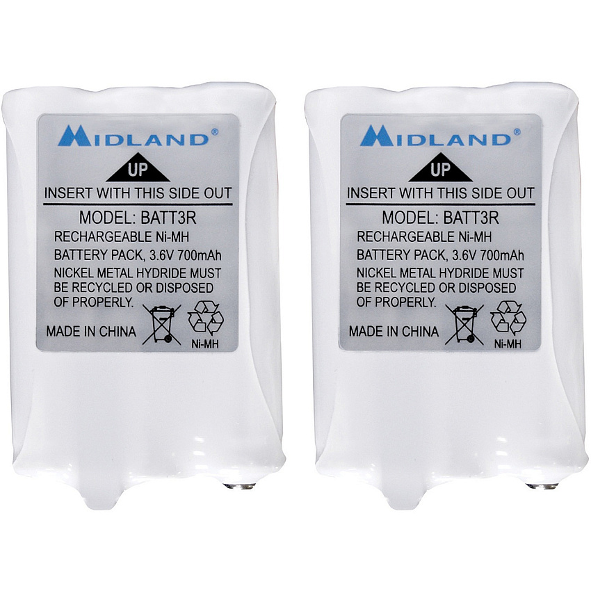 Midland Rechargeable Battery Pack For Radio - Battery Rechargeable - 700 mAh - 3.6 V DC - 1 Pair (AVP14)