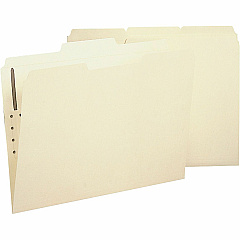 Business Source 1/3 Tab Cut Letter Recycled Fastener Folder 8 1/2" x 11" - 1 Fastener - 2 Plys - Manila - 10% Recycled - 50 / Box (BSN17212)