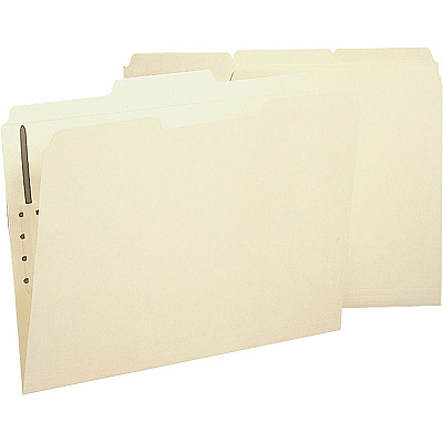 Business Source 1/3 Tab Cut Letter Recycled Fastener Folder 8 1/2" x 11" - 1 Fastener - 2 Plys - Manila - 10% Recycled - 50 / Box (BSN17212)