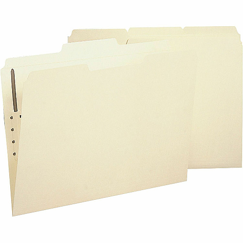 Business Source 1/3 Tab Cut Letter Recycled Fastener Folder 8 1/2" x 11" - 1 Fastener - 2 Plys - Manila - 10% Recycled - 50 / Box (BSN17212)