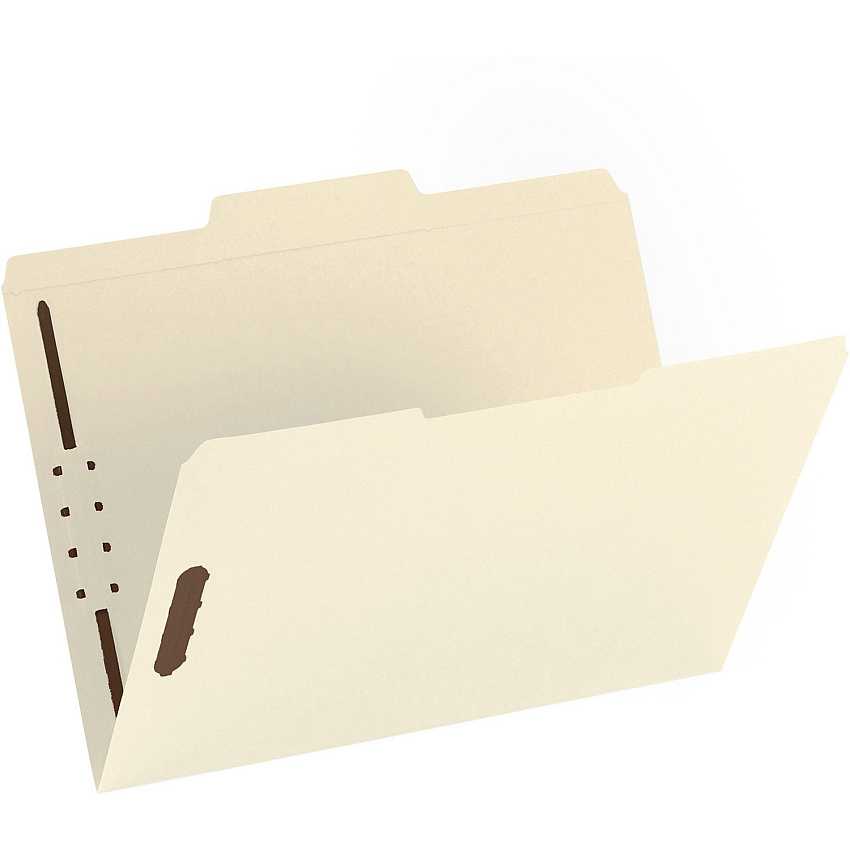 Business Source 1/3 Tab Cut Letter Recycled Fastener Folder 8 1/2" x 11" - 2 Fastener - Manila - 10% Recycled - 50 / Box (BSN17213)