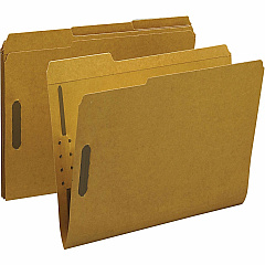 Business Source 1/3 Tab Cut Letter Recycled Fastener Folder 8 1/2" x 11" - 2" Fastener Capacity - Top Tab Location - Assorted Tab Position - Kraft - 10% Recycled - 50 / Box (BSN17214)