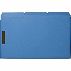 Business Source 1/3 Tab Cut Legal Recycled Fastener Folder 8 1/2" x 14" - 3/4" Expansion - 2 Fastener - 2" Fastener Capacity - Top Tab Location - Assorted Tab Position - 11 pt. - Blue - 10% Recycled - 50 / Box (BSN17219)