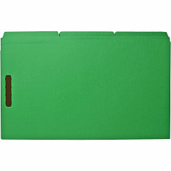 Business Source 1/3 Tab Cut Legal Recycled Fastener Folder 8 1/2" x 14" - 3/4" Expansion - 2 Fastener - 2" Fastener Capacity - Top Tab Location - Assorted Tab Position - 11 pt. - Green - 10% Recycled - 50 / Box (BSN17220)