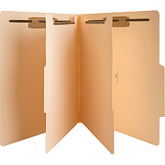 Business Source Letter Recycled Classification Folder 8 1/2" x 11" - 2" Expansion - 2" Fastener Capacity - 2 Divider - 18 pt. - Manila - 10% Recycled - 10 / Box (BSN17223)