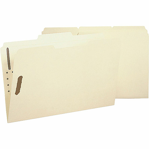 Business Source 1/3 Tab Cut Legal Recycled Fastener Folder 8 1/2" x 14" - 2 Fastener - Manila - 10% Recycled - 50 / Box (BSN17231)