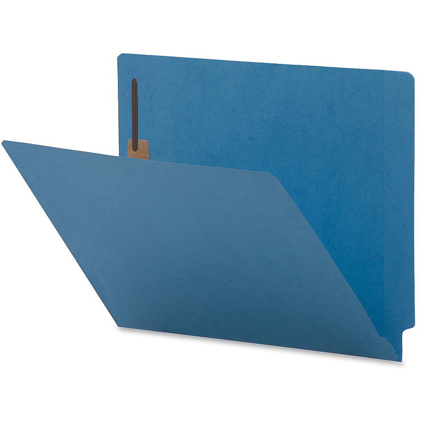 Business Source Letter Recycled Fastener Folder 8 1/2" x 11" - 2 Fastener - End Tab Location - Blue - 10% Recycled - 50 / Box (BSN17242)