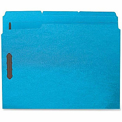 Business Source 1/3 Tab Cut Letter Recycled Fastener Folder 8 1/2" x 11" - 3/4" Expansion - 2 Fastener - 2" Fastener Capacity - Top Tab Location - Assorted Tab Position - 11 pt. - Blue - 10% Recycled - 50 / Box (BSN17267)