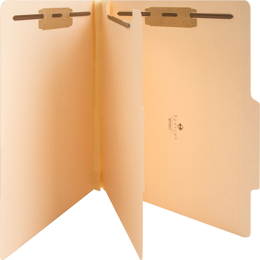 Business Source Letter Recycled Classification Folder 8 1/2" x 11" - 2" Expansion - 2" Fastener Capacity - End Tab Location - 1 Divider - 18 pt. - Manila - 10% Recycled - 10 / Box (BSN17271)