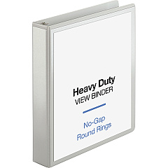 Business Source Round-ring View Binder 1 1/2" Binder Capacity - Letter - 8 1/2" x 11" Sheet Size - 350 Sheet Capacity - Fastener: Round Ring - Pocket: 2, Internal - Polypropylene, Chipboard, Board - White - Wrinkle-free, Non-glare, Transfer Saf (BSN19651)