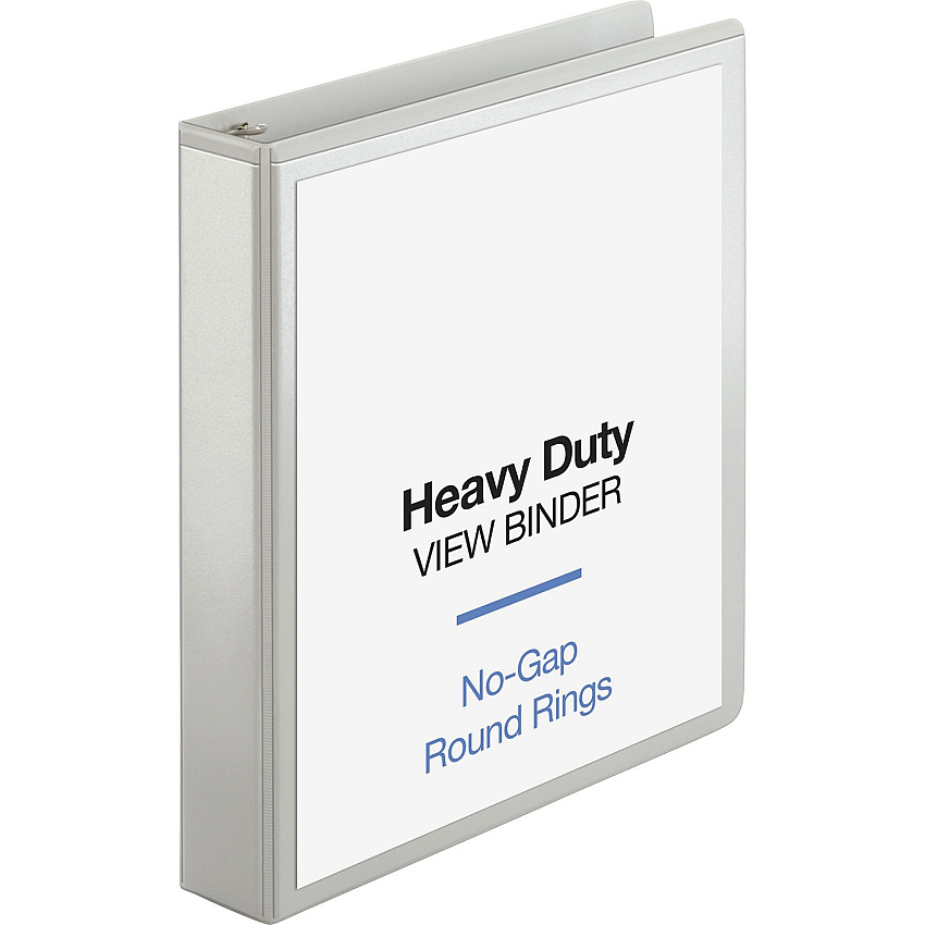 Business Source Round-ring View Binder 1 1/2" Binder Capacity - Letter - 8 1/2" x 11" Sheet Size - 350 Sheet Capacity - Fastener: Round Ring - Pocket: 2, Internal - Polypropylene, Chipboard, Board - White - Wrinkle-free, Non-glare, Transfer Saf (BSN19651)