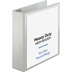 Business Source Round-ring View Binder 3" Binder Capacity - Letter - 8 1/2" x 11" Sheet Size - 625 Sheet Capacity - Fastener: Round Ring - Pocket: 2, Internal - Polypropylene, Chipboard, Board - White - Wrinkle-free, Non-glare, Transfer Safe, G (BSN19751)