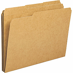 Business Source 1/3 Tab Cut Letter Recycled Classification Folder 8 1/2" x 11" - Top Tab Location - Assorted Tab Position - 11 pt. - Kraft - 10% Recycled - 100 / Box (BSN20890)