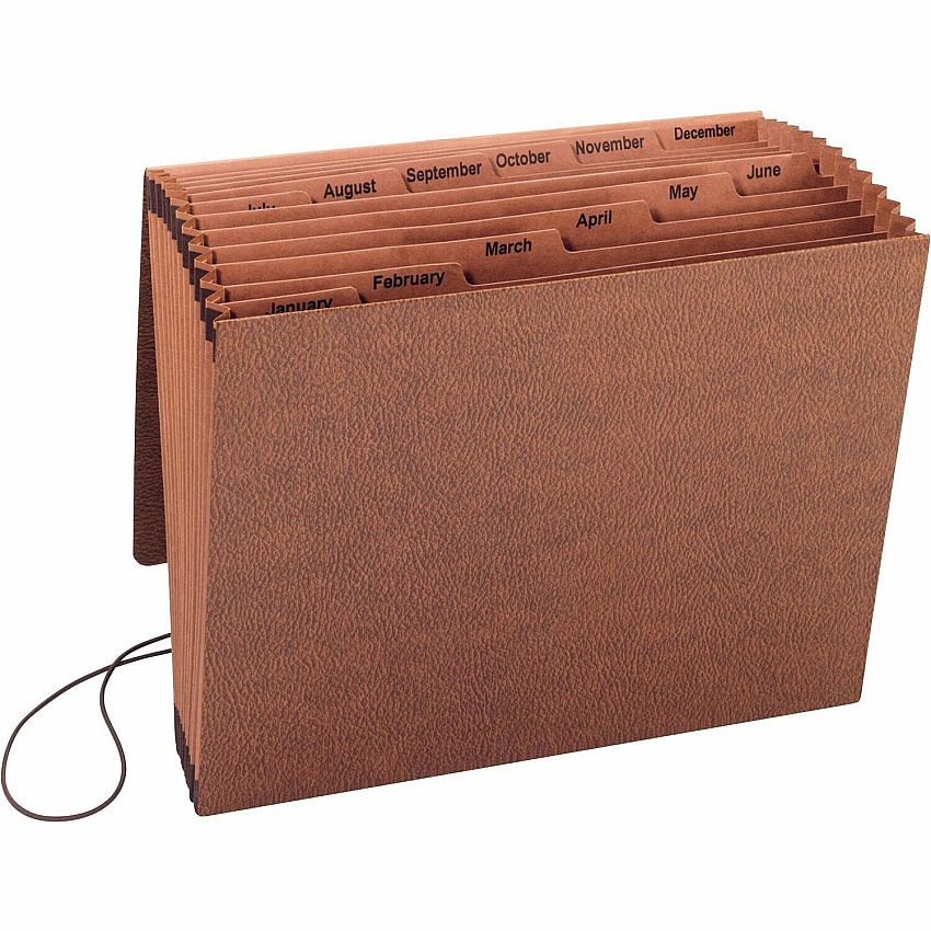 Business Source Letter Recycled Expanding File 8 1/2" x 11" - 12 Pocket - Brown - 30% Recycled - 1 Each (BSN23682)