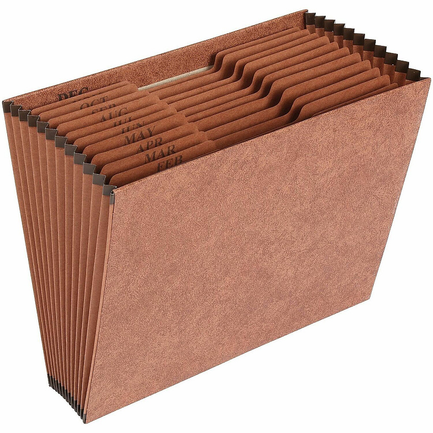 Business Source Letter Recycled Expanding File 8 1/2" x 11" - 12 Pocket - Brown - 30% Recycled - 1 Each (BSN26536)