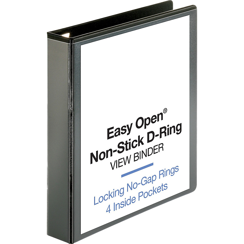 Business Source Locking D-Ring View Binder 1 1/2" Binder Capacity - Letter - 8 1/2" x 11" Sheet Size - 325 Sheet Capacity - Fastener: D-Ring - Pocket: 4, Inside Front & Back - Polypropylene, Chipboard - Black - Recycled - Acid-free, Non-glare,  (BSN26958)
