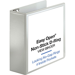 Business Source Locking D-Ring View Binder 4" Binder Capacity - Letter - 8 1/2" x 11" Sheet Size - 775 Sheet Capacity - Fastener: D-Ring - Pocket: 4, Inside Front & Back - Polypropylene, Chipboard - White - Recycled - Acid-free, Non-glare, Clea (BSN26963) Business Source Locking D-Ring View Binder 4" Binder Capacity - Letter - 8 1/2" x 11" Sheet Size - 775 Sheet Capacity - Fastener: D-Ring - Pocket: 4, Inside Front & Back - Polypropylene, Chipboard - White - Recycled - Acid-free, Non-glare, Clea (BSN26963)