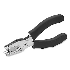 Business Source Handheld 6mm Slot Hole Punch 1 Punch Head(s) - 6 Sheet - 15/64" Punch Size - Round Shape - Metal - Silver, Black - 1 Each (BSN39283)
