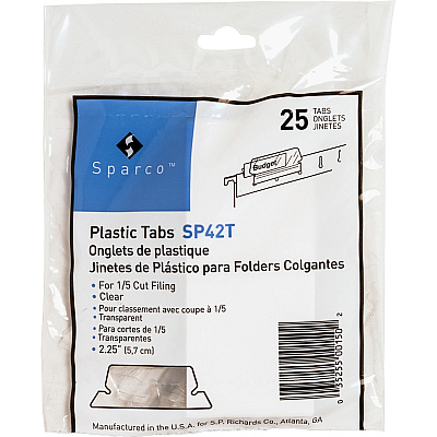 Business Source Plastic Clear Tabs 25 Tab(s) - 2.25" Tab Width - Clear Plastic Tab(s) - 25 / Pack (BSN42T)