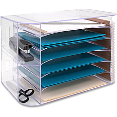 Business Source 6-tray Jumbo Desk Sorter 3 Pocket(s) - 6 Compartment(s) - 12.25" Height x 18.13" Width x 10" Depth - Desktop - Clear - 1 Each (BSN86880) Business Source 6-tray Jumbo Desk Sorter 3 Pocket(s) - 6 Compartment(s) - 12.25" Height x 18.13" Width x 10" Depth - Desktop - Clear - 1 Each (BSN86880)