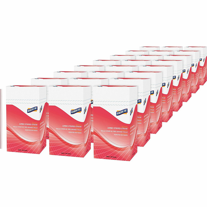Genuine Joe Jumbo Striped Straws (58944CT)