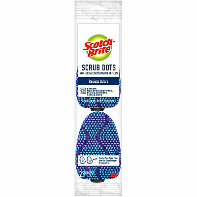 Scotch-Brite Scrub Dots Dishwand Refill 3.5" Width x 4.4" Length - 2 / Pack - Cellulose, MicroFiber - Blue (48727)