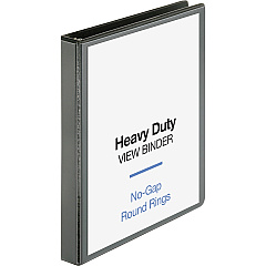 Business Source Heavy-duty View Binder 1" Binder Capacity - Letter - 8 1/2" x 11" Sheet Size - 225 Sheet Capacity - Fastener: Round Ring - Pocket: 2, Internal - Polypropylene-covered Chipboard - Black - Wrinkle-free, Non-glare, Gap-free Ring, D (BSN19600)