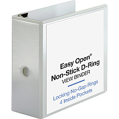 Business Source Locking D-Ring View Binder 5" Binder Capacity - Letter - 8 1/2" x 11" Sheet Size - 925 Sheet Capacity - Fastener: D-Ring - Pocket: 4, Inside Front & Back - Polypropylene-covered Chipboard - White - Recycled - Locking Ring, Non-g (BSN26965) Business Source Locking D-Ring View Binder 5" Binder Capacity - Letter - 8 1/2" x 11" Sheet Size - 925 Sheet Capacity - Fastener: D-Ring - Pocket: 4, Inside Front & Back - Polypropylene-covered Chipboard - White - Recycled - Locking Ring, Non-g (BSN26965)