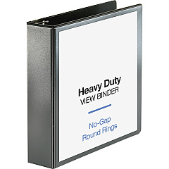 Business Source Heavy-duty View Binder 2" Binder Capacity - Letter - 8 1/2" x 11" Sheet Size - 475 Sheet Capacity - Fastener: Round Ring - Pocket: 2, Internal - Polypropylene-covered Chipboard - Black - Non-glare, Clear Overlay, Gap-free Ring,  (BSN68020)