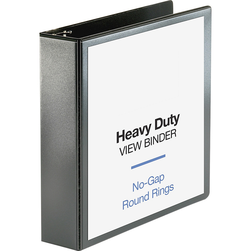 Business Source Heavy-duty View Binder 2" Binder Capacity - Letter - 8 1/2" x 11" Sheet Size - 475 Sheet Capacity - Fastener: Round Ring - Pocket: 2, Internal - Polypropylene-covered Chipboard - Black - Non-glare, Clear Overlay, Gap-free Ring,  (BSN68020)