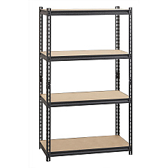 Lorell Iron Horse 2300 lb Capacity Riveted Shelving 4 Shelf(ves) - 60" Height x 36" Width x 18" Depth - 28% Recycled - Black - Steel, Particleboard - 1 Each (LLR59696) Lorell Iron Horse 2300 lb Capacity Riveted Shelving 4 Shelf(ves) - 60" Height x 36" Width x 18" Depth - 28% Recycled - Black - Steel, Particleboard - 1 Each (LLR59696)