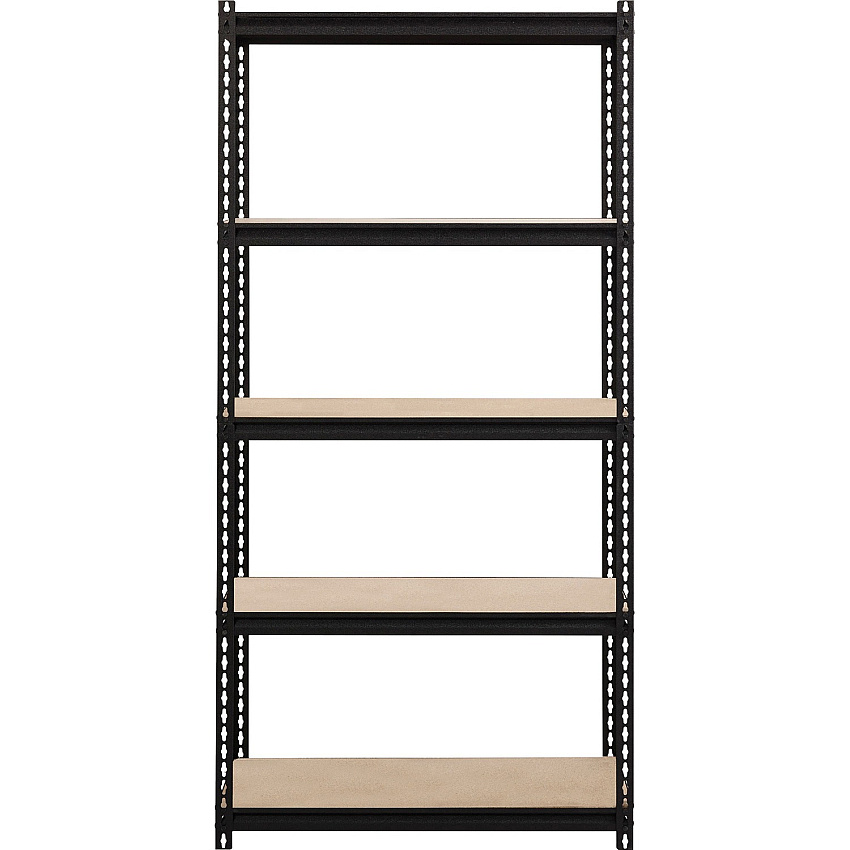 Lorell Iron Horse 2300 lb Capacity Riveted Shelving 5 Shelf(ves) - 72" Height x 36" Width x 18" Depth - 30% Recycled - Black - Steel, Particleboard - 1 Each (LLR59697)