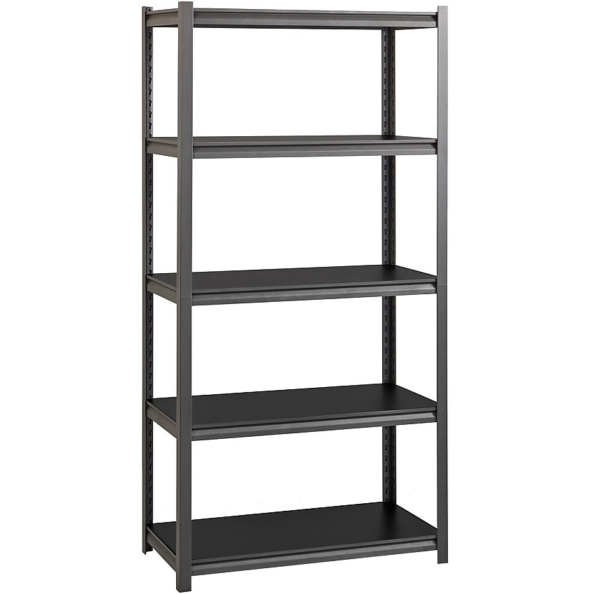 Lorell Iron Horse 3200 lb Capacity Riveted Shelving 5 Shelf(ves) - 72" Height x 36" Width x 18" Depth - 30% Recycled - Black - Steel, Laminate - 1 Each (LLR59701)