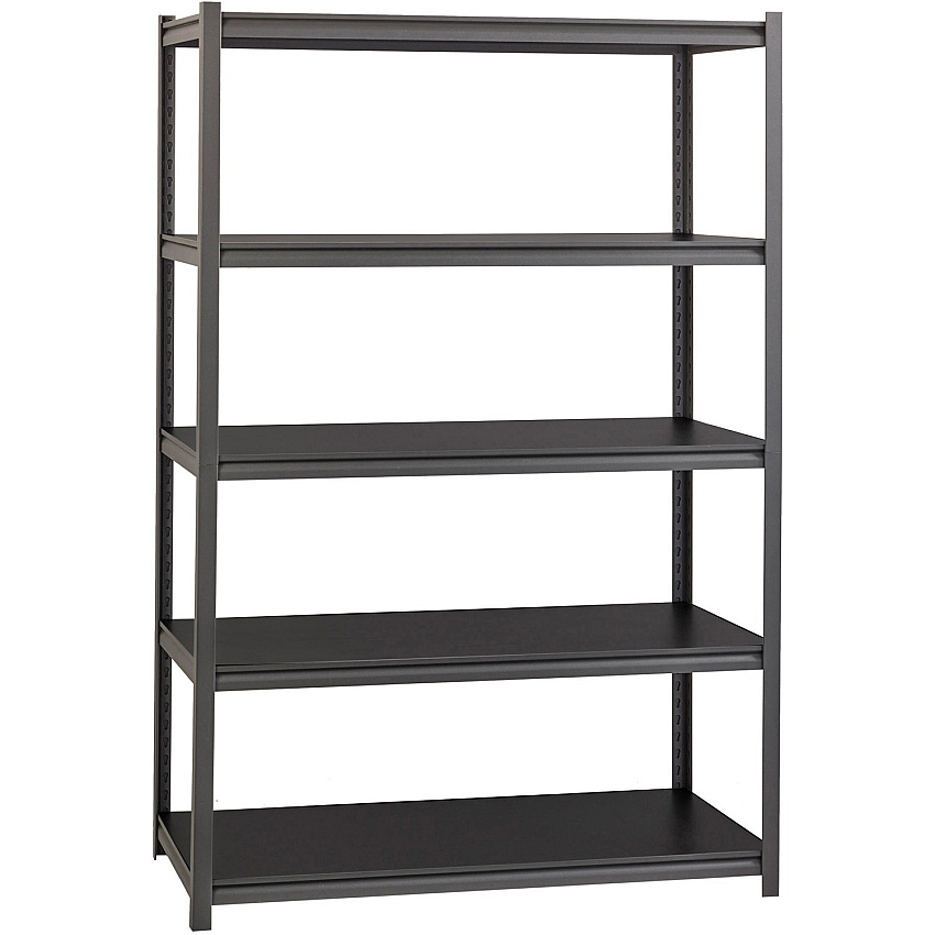 Lorell Iron Horse 3200 lb Capacity Riveted Shelving 5 Shelf(ves) - 72" Height x 48" Width x 18" Depth - 28% Recycled - Black - Steel, Laminate - 1 Each (LLR59702)