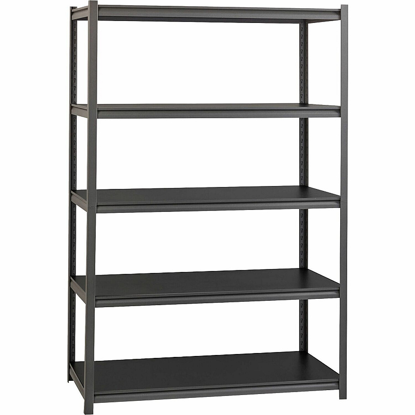 Lorell Iron Horse 3200 lb Capacity Riveted Shelving 5 Shelf(ves) - 72" Height x 48" Width x 24" Depth - 28% Recycled - Black - Steel, Laminate - 1 Each (LLR59703)