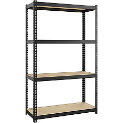 Lorell Narrow Riveted Shelving 4 Shelf(ves) - 48" Height x 30" Width x 12" Depth - 28% Recycled - Black - Steel - 1 Each (LLR66963) Lorell Narrow Riveted Shelving 4 Shelf(ves) - 48" Height x 30" Width x 12" Depth - 28% Recycled - Black - Steel - 1 Each (LLR66963)