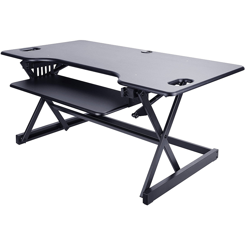 Lorell XL Adjustable Desk/Monitor Riser 45 lb Load Capacity - 20" Height x 46" Width x 24" Depth - Desktop - Black - 1 Each (LLR82013)