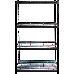 Lorell Wire Deck Shelving 4 Shelf(ves) - 60" Height x 36" Width x 18" Depth - Easy to Clean, Heavy Duty, Rust Resistant, Durable - 28% Recycled - Powder Coated - Black - Steel - 1 Each (LLR99928)