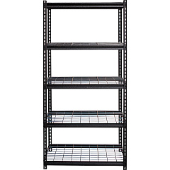 Lorell Wire Deck Shelving 5 Shelf(ves) - 72" Height x 36" Width x 18" Depth - Easy to Clean, Heavy Duty, Rust Resistant, Durable - 28% Recycled - Powder Coated - Black - Steel - 1 Each (LLR99929)