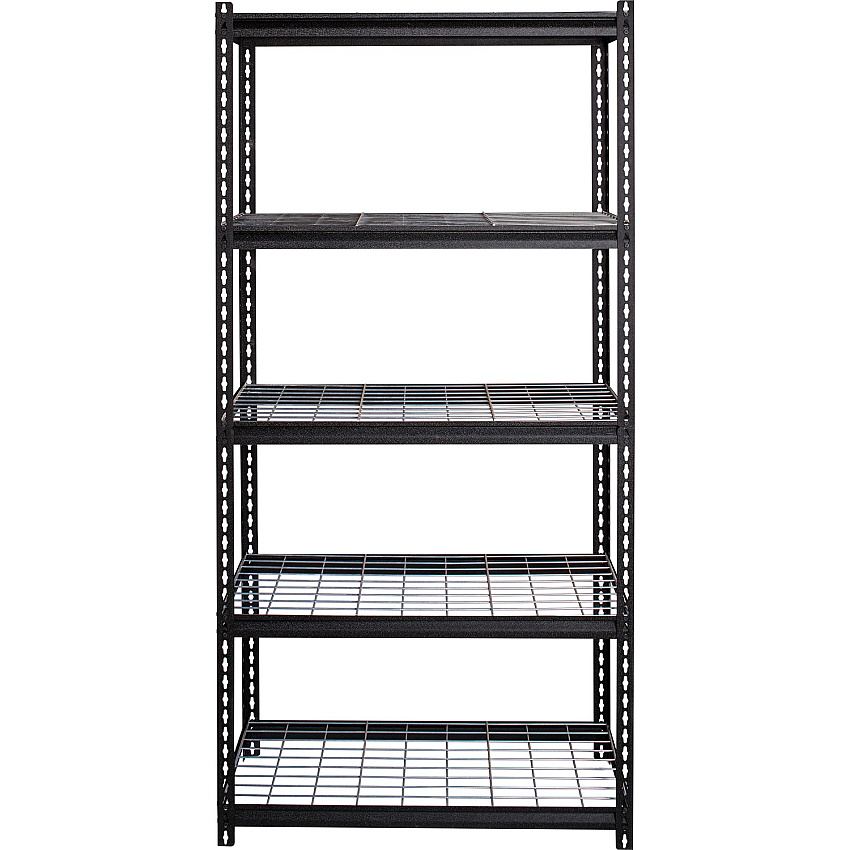 Lorell Wire Deck Shelving 5 Shelf(ves) - 72" Height x 36" Width x 18" Depth - Easy to Clean, Heavy Duty, Rust Resistant, Durable - 28% Recycled - Powder Coated - Black - Steel - 1 Each (LLR99929)